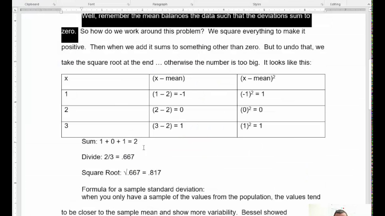 The Standard Deviation With Excel Youtube