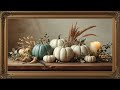 White &amp; Teal Pumpkin Still Life | Elegant Fall Frame TV Art for Modern Autumn Home Decor Screensaver