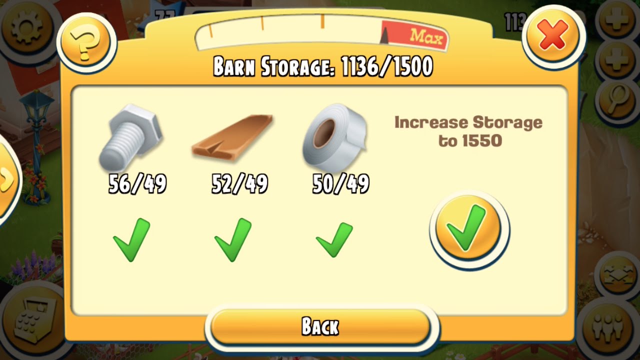 Update Barn Storage To 1550 In Hay Day Level 77 Part 05