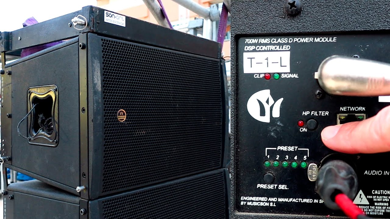 LINE ARRAY AUTOAMPLIFICADO MUSICSON DOUGLAS 12A y SUBS KS-218DA - PRESETS DE TIRO Y NÚMERO DE CAJAS