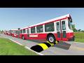 LONG BUS, SCHOOL BUS, CITY BUS Vs MASSIVE SPEED BUMPS - BeamNG.Drive