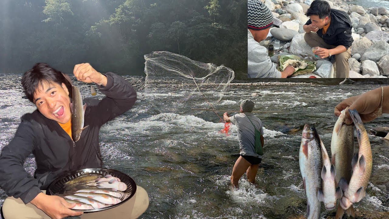 Fishing Cooking & Eating Outdoor || Caught 1KG Fish || Arunachal Pradesh 