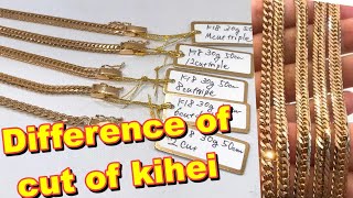 Difference of cut of kihei Japan gold K18 30g 50cm 2cut , 6cut , 8cut ,12cut and Mcut triple ganda!