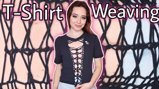 DIY T Shirt Weaving Criss Cross Pattern | T-shirt cutting tutorial