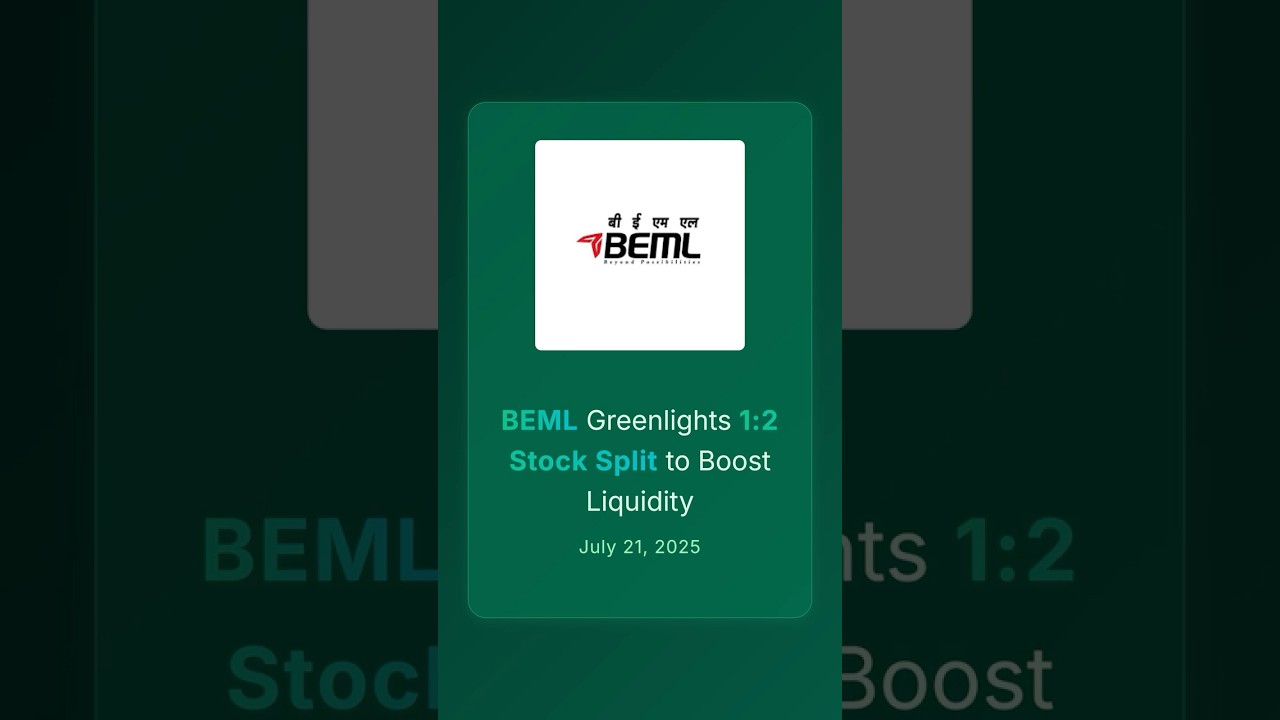 BEML Greenlights 1:2 Stock Split to Boost Liquidity 