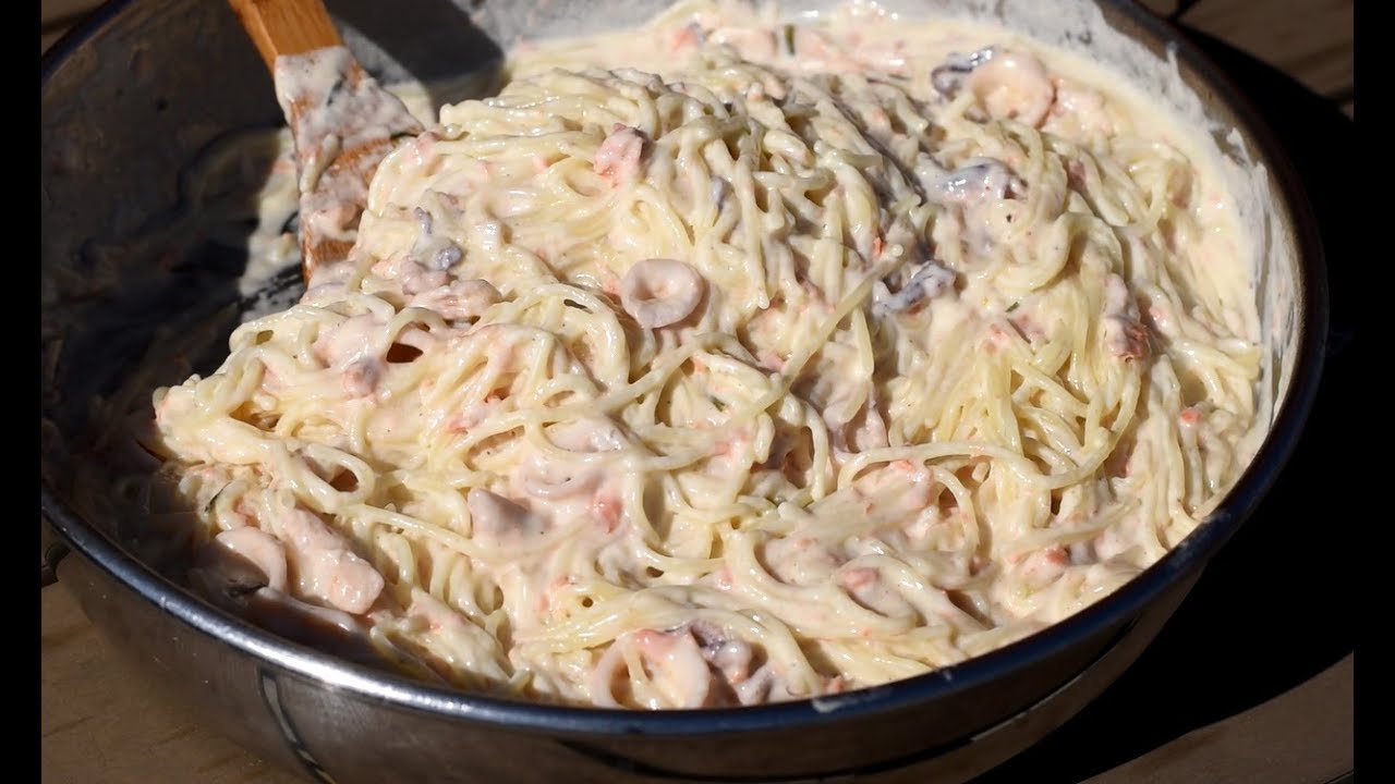 Smoked salmon truffles squid pasta Tjestenina sa dimljenim lososom i  lignjama - Sašina kuhinja - YouTube
