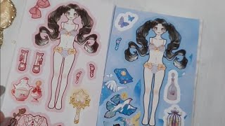 dress up sticker doll pink and blue version