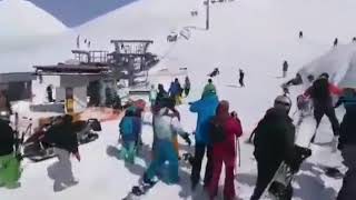 Accident in ski lift Gudauri, Georgia 16.03.2018 Skilift gleich nach dem Unfall - Georgien, Gudauri