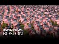 Boston Common American flag display for Memorial Day allows people to stop and honor veterans