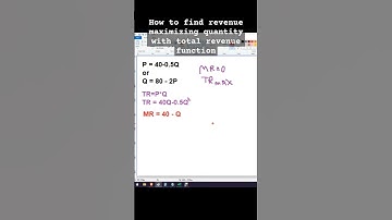 How to find revenue maximizing quantity with total revenue function #MR=0