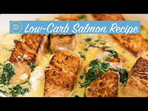 Salmon in a Creamy Spinach & Feta Sauce/LOW-CARB Recipe