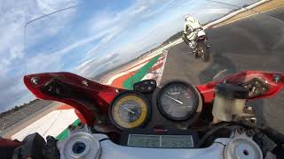 Cagiva Mito 350 playing with Ducatis