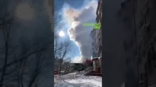 Загорелось двухэтажное здание в Шымкенте