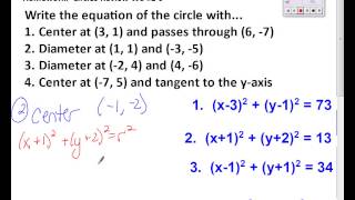 Circle Conic Sections Day 3