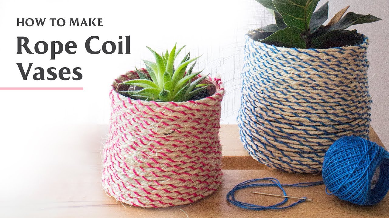 DIY Boho Macrame Rope Coil Vases