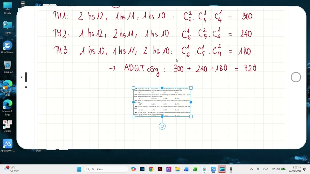 (TOÁN 10 - 2K10) Đề cương GK2 Liên Hà (Phần 1): Trắc nghiệm bài toán đếm