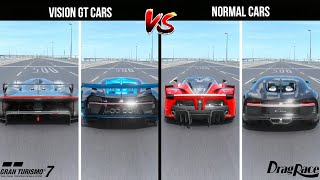 ARE NORMAL CARS ARE FASTESR THEN VISION GT CARS? VGT VS NORMAL CARS GRAN TURISMO 7 2000M DRAG BATTLE