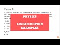 Physics - Linear Motion Equations Examples
