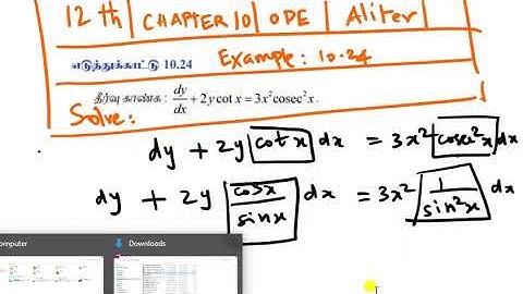 12th|Maths|Example 10.24|Solve: dy/dx+2ycotx=3x^2 cosec^2 (x)|Alternative  Method