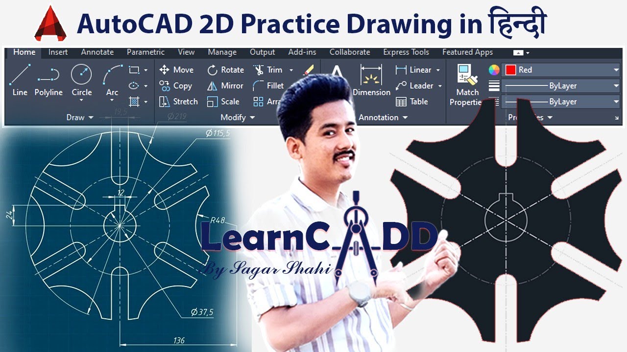 2D AutoCAD Practice Drawing - YouTube