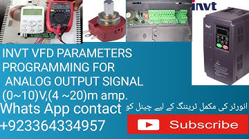 INVT VFD PARAMETERS PROGRAMMING FOR ANALOG OUTPUT SIGNAL 0-10 V DC& 4-20 M AMP.