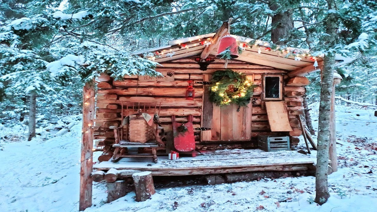 Winter Paradise. A Peaceful Cozy Off Grid Log Cabin Visit During ...