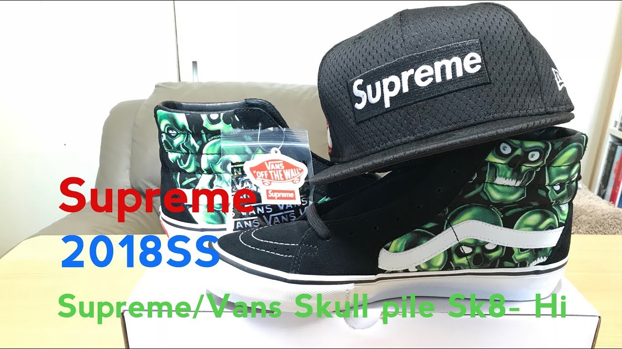 INSANE RARE SUPREME SKULL PILE VANS SK8-HI TOP SHOE UNBOXING! FIRST REVIEW  ON !! UP FOR SALE! 