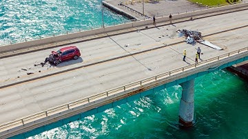 Drone video: Watch scene from the air after plane crashes on Haulover Inlet Bridge