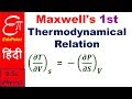 Maxwell's First Thermodynamic relation - Derivation | explained in HINDI