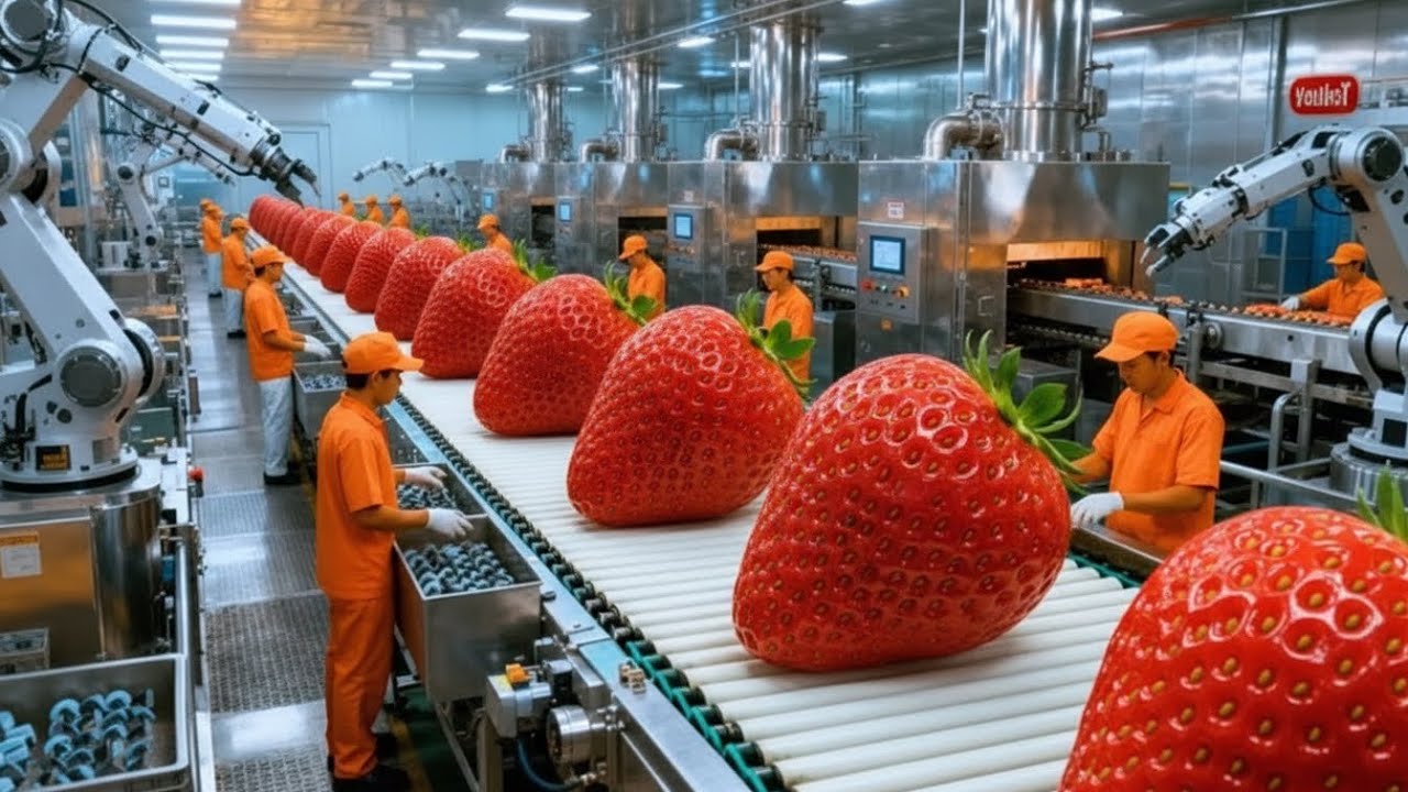 Inside a Strawberry Juice Factory 🍓 How Fresh Strawberries Turn Into Bottled Juice