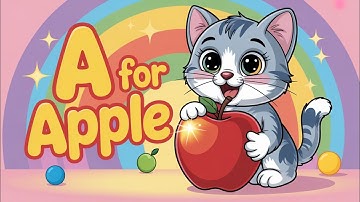 A for Apple 🍎 Red Color Song | Learn Colors with Cute Cat 🐱