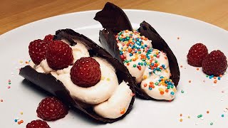 Not another taco! Chocolate taco filled with raspberry mousse and toppings | Recipe Castle