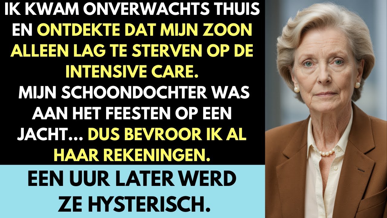 Ik kwam onverwacht thuis en trof mijn zoon stervend aan… terwijl mijn schoondochter een feest vierde