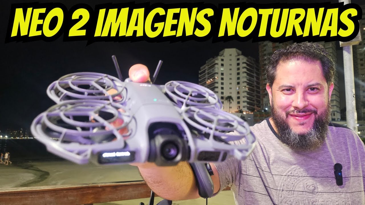 DJI NEO 2 voo noturno com imagens no litoral na praia teste de FPV qualidade das imagem noturno 