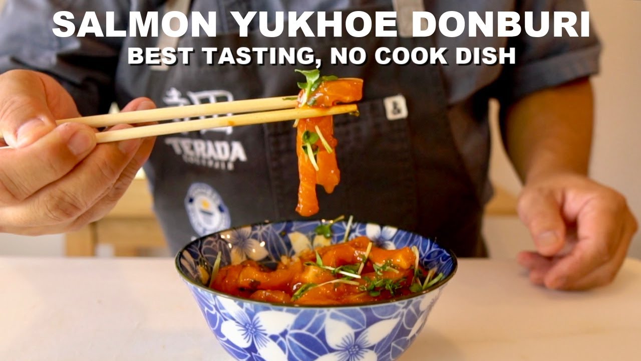 Best Tasting NO COOK Salmon Dish Salmon Yukhoe Donburi YouTube