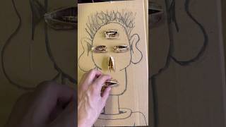 Daily Faces Challenge: Day 114/365-  Natural Material Drawing | Mixed Media Art Timelapse #shorts