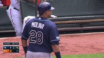 TB@BAL: Molina bloops an RBI single to shallow right