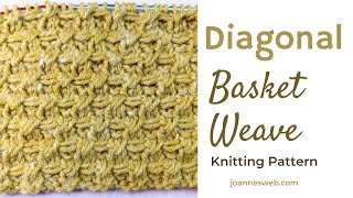 Diagonal Basket Weave Knitting Pattern - Chain Knit Stitch Pattern - Texture Knitting