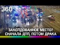 Видео: драка между полицейскими и пассажиром после ДТП на Садовом кольце