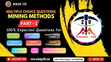 MINING METHODS I MCQs Part-1 I Mining Competitive Exams I BCCL l CCL I ECL I WCL I  Objective type