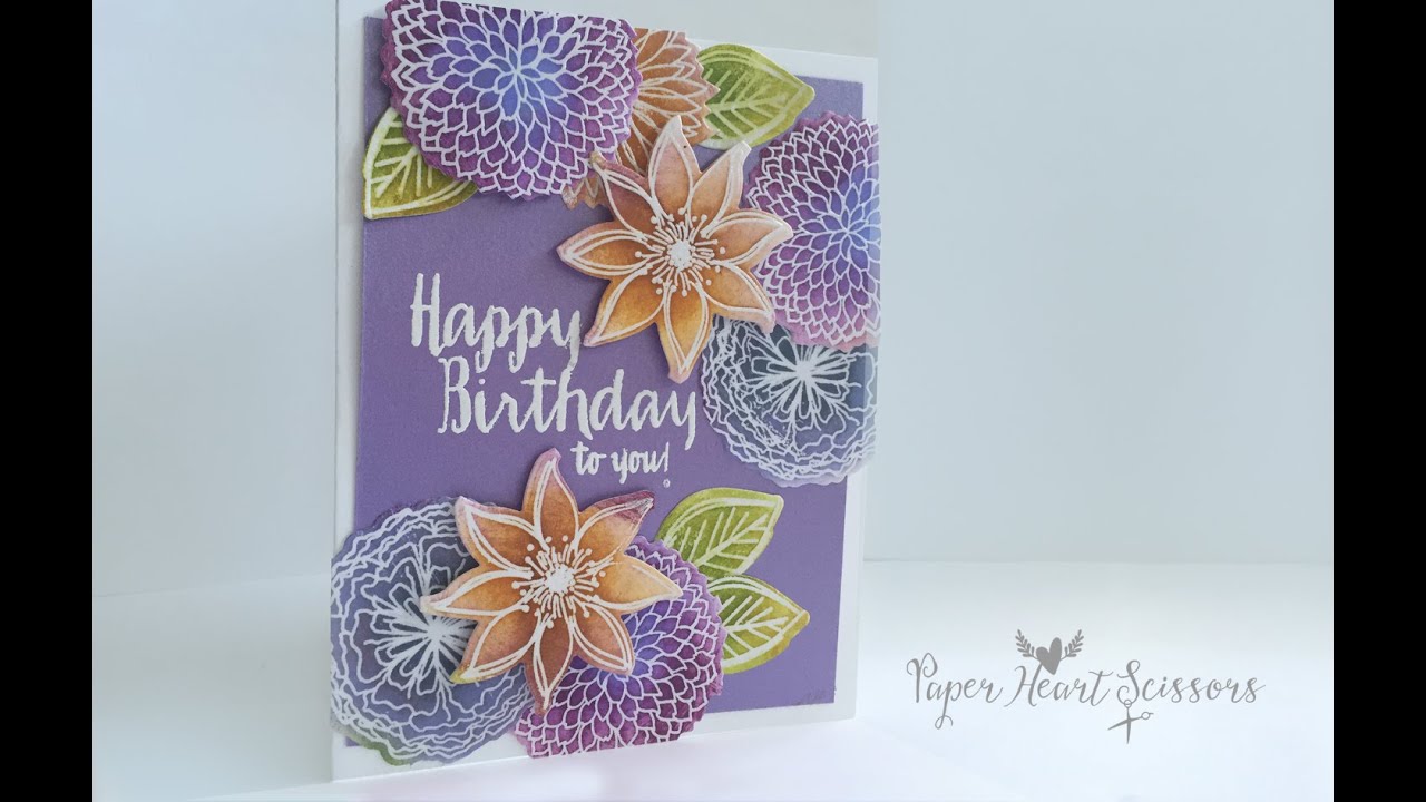 Embossing powder/ Resist and Distress Ink Spring Birthday Card YouTube