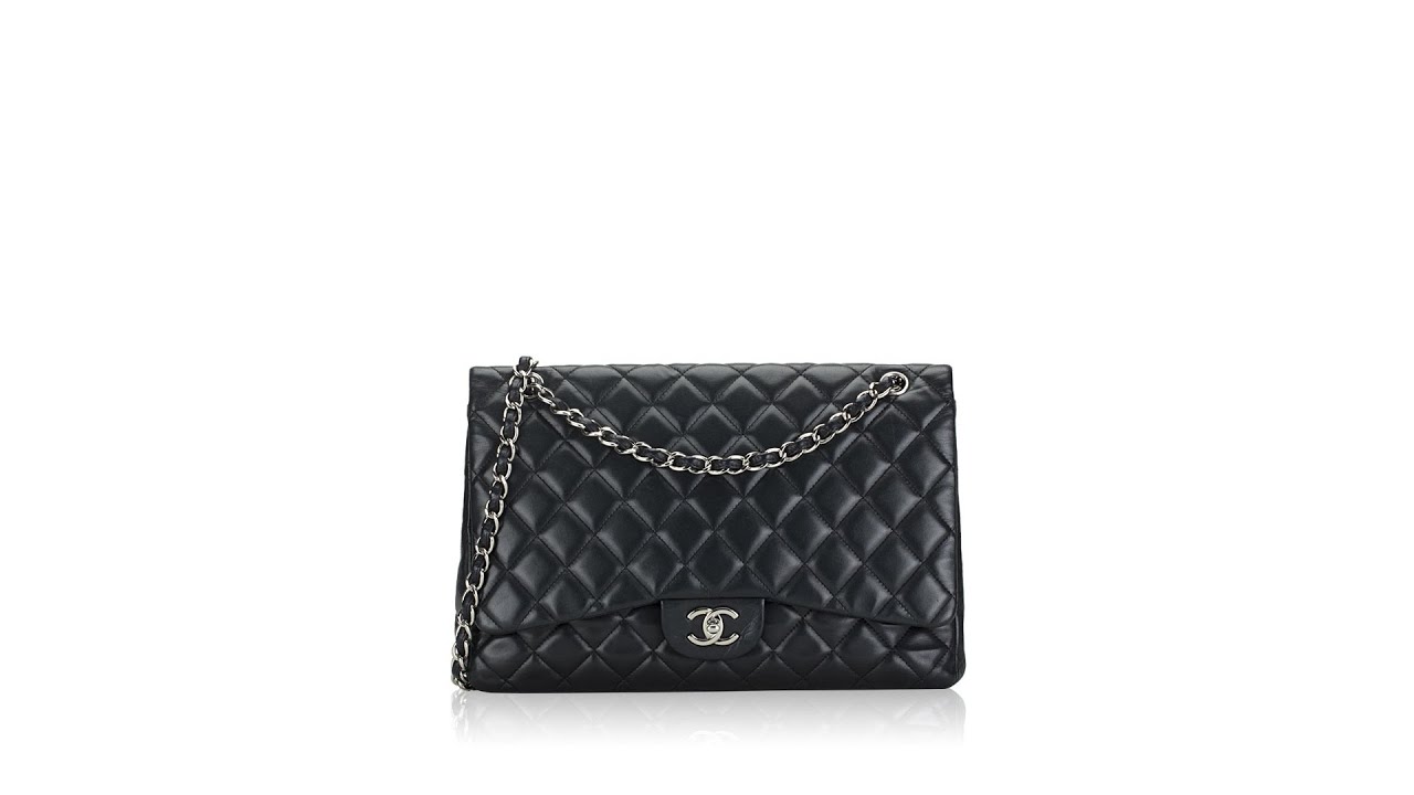 Chanel Lambskin Maxi Classic Single Flap Bag Black 