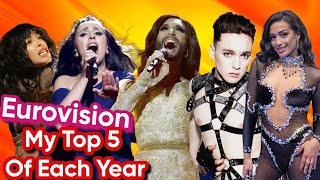 Eurovision  My Top 5 Songs Of Each Year (20102023)