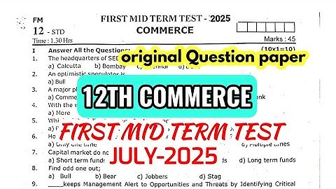 12th Commerce First mid term test july-2025 original Questionpaper 12th commerce important Question