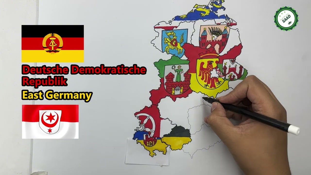 Рисунок карты флагов восточногерманских округов | Карта флагов округов Восточной Германии