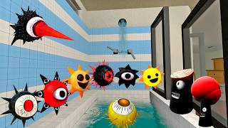 BIG bathroom challenge Sprunki Mr SUN mr Tree Goo Goo Gaga in Garry's mod