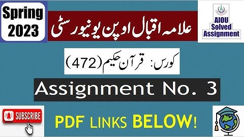⏩ AIOU Code 472 Solved Assignment No.3 Spring 2023 || Subject: Quran–E–Hakim || Level: BA/B.Com
