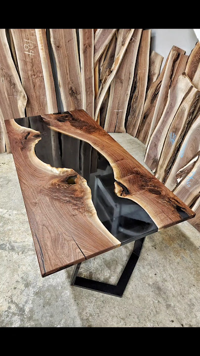Classic Walnut and Black Epoxy Table 🖤 #custom Link In Bio For A Table Quote 👆