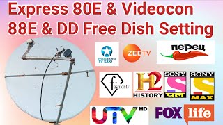 Express 80E With Videocon 88E, DD Free Dish 4Feet Multi satellite Setting on | mbfreedish