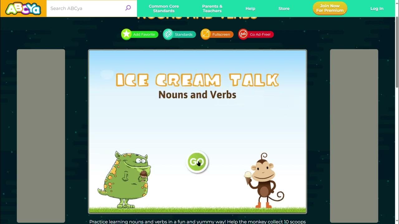 Ice Cream Talk Learn Nouns & Verbs in a Yummy Way • ABCya! Play by 7